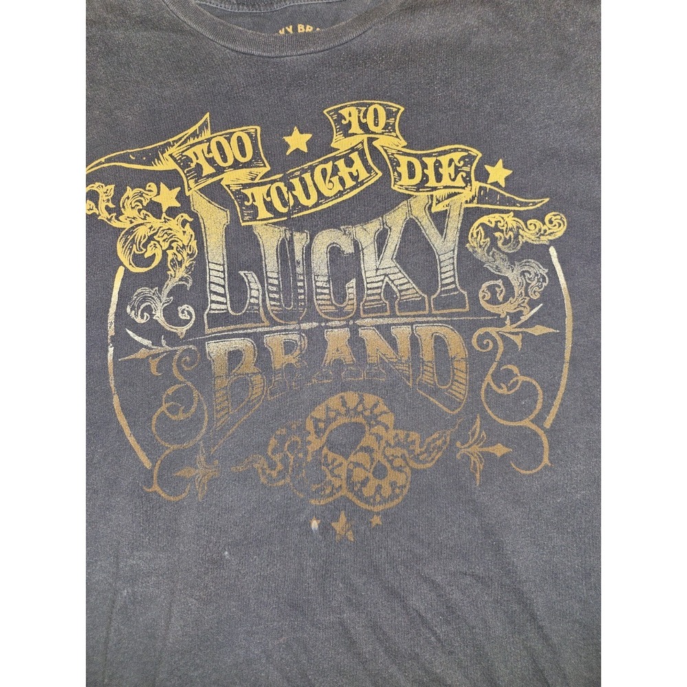 Mens Lucky Brand, Too Tough To Die, Rattlesnake Tshirt. Grey. Sz XL. Very Soft